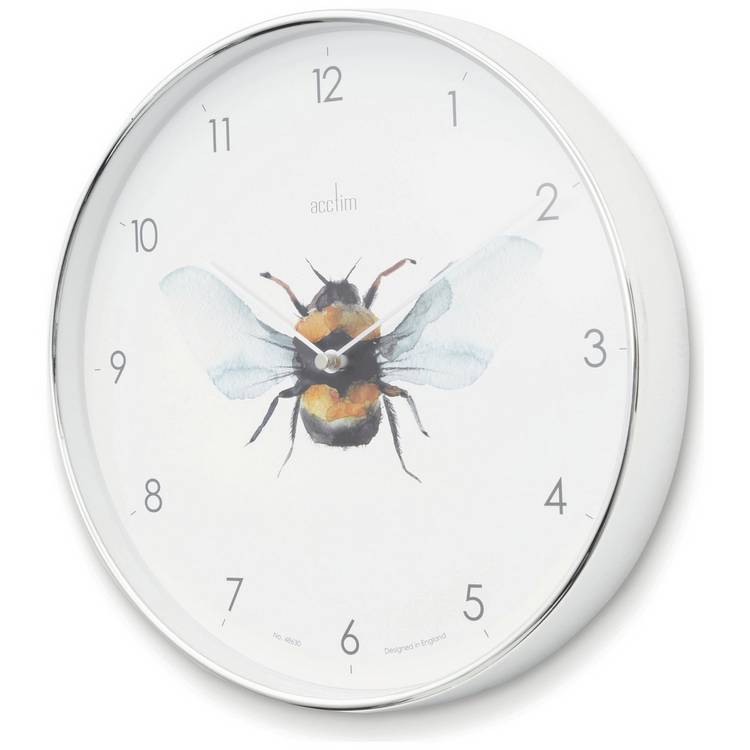 Acctim bee motif wall clock 30cm silver (British brand)