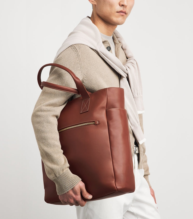 Eleventy faux leather tote bag with multiple pockets - British product