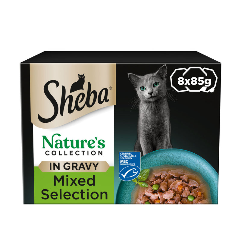 Sheba wet cat food Mixed Selection Gravy 8x85g trays (British brand)