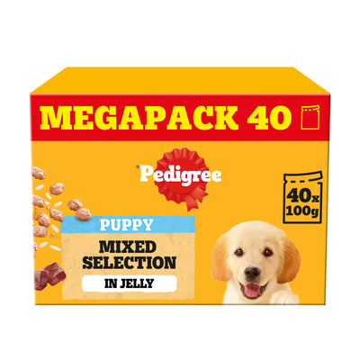 ASDA PEDIGREE Junior Puppy Wet Dog Food Mixed Selection in Jelly 40 x 100g Pouch- Buy online at McGrocer