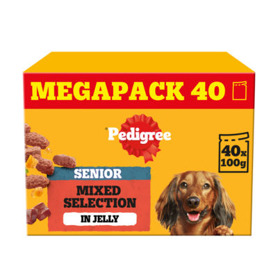 ASDA Pedigree Senior Wet Dog Food Mixed Selection in Jelly 40 x 100g Pouches- Buy online at McGrocer