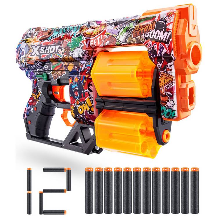X-Shot Skins Dread dart blaster with 12 darts, UK version