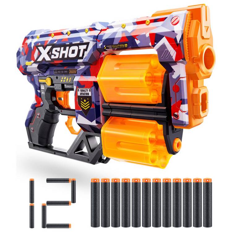 X-Shot Skins Dread dart blaster with 12 darts, UK version