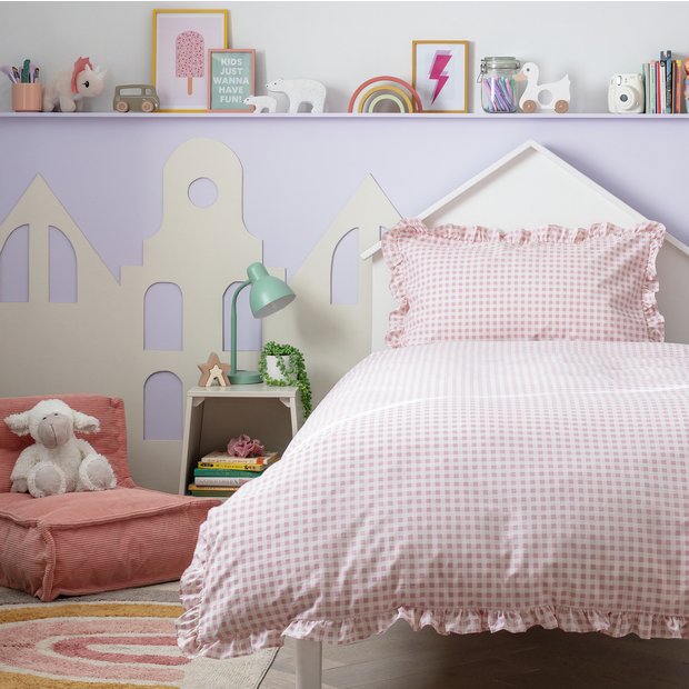 Habitat gingham pink toddler bedding set with pillowcase (British brand)