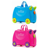 Trunki ride on suitcase for kids in blue or pink, UK version