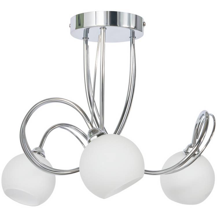 BHS flush ceiling light chrome frosted glass shades - British product