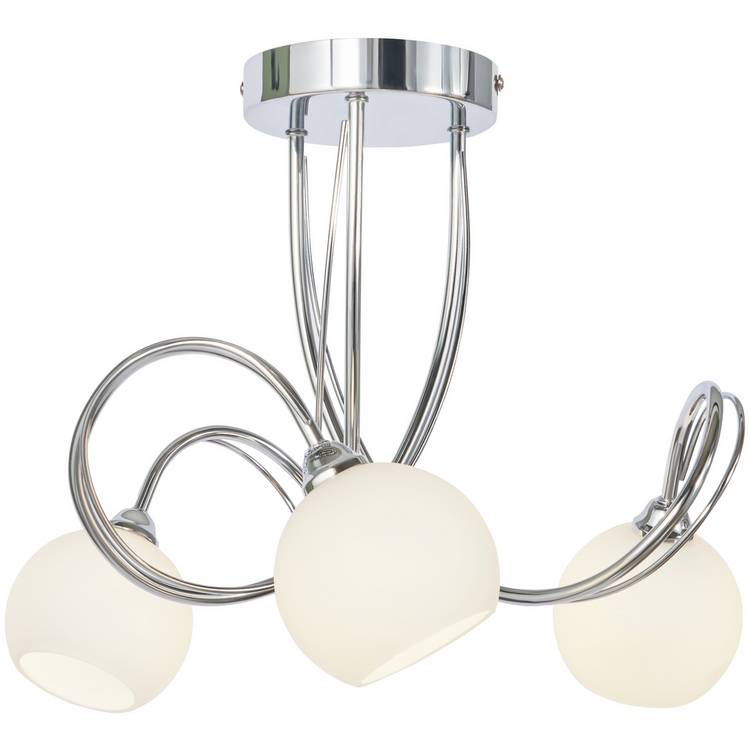 BHS flush ceiling light chrome frosted glass shades - British product