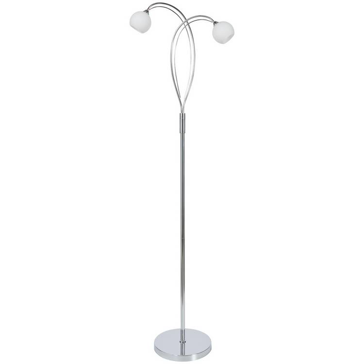 BHS Acacia 2 light floor lamp chrome opal glass (British brand)
