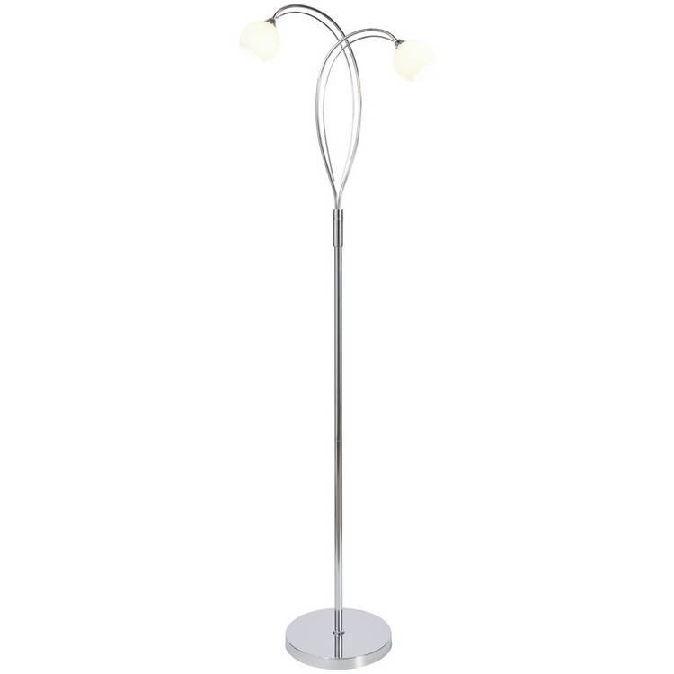 BHS Acacia 2 light floor lamp chrome opal glass (British brand)
