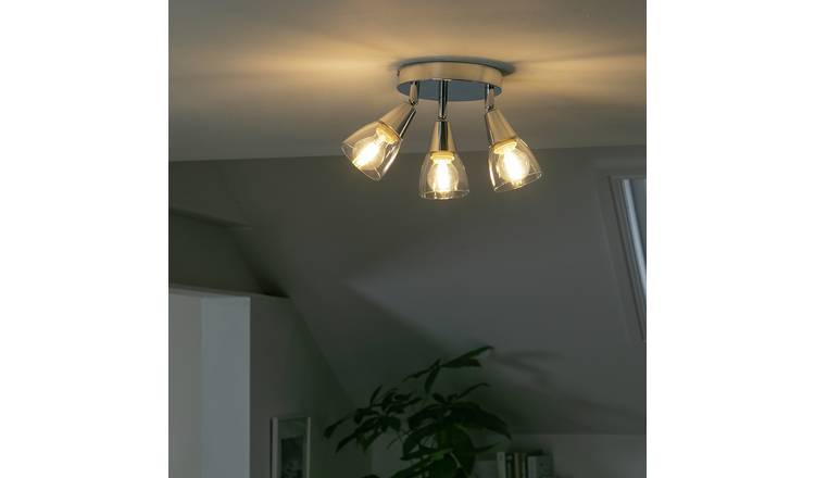 Argos Home Curico 3 light flush ceiling light chrome 35cm, UK version