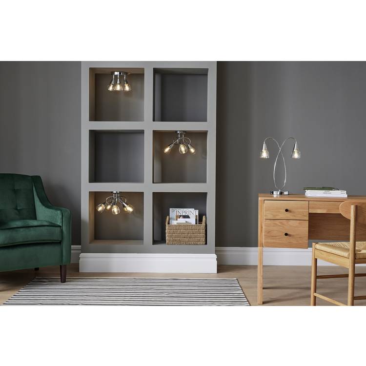 Argos Home Curico 3 light flush ceiling light chrome 35cm, UK version