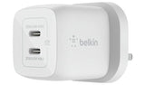 Belkin 45W dual USB-C GaN wall charger in white (British brand)