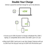 Belkin 45W dual USB-C GaN wall charger in white (British brand)