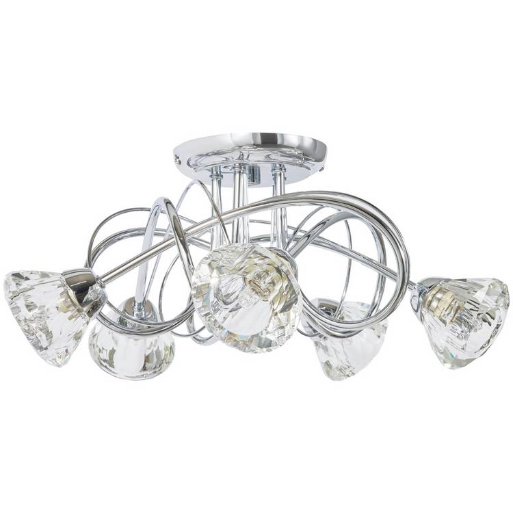 BHS chrome 5 light ceiling light 43cm, imported from the UK