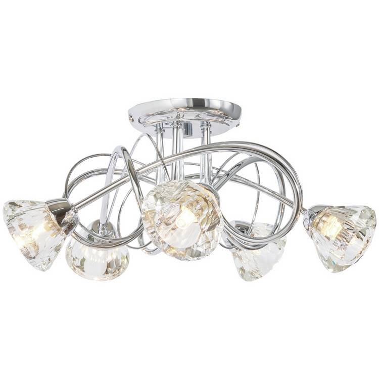 BHS chrome 5 light ceiling light 43cm, imported from the UK