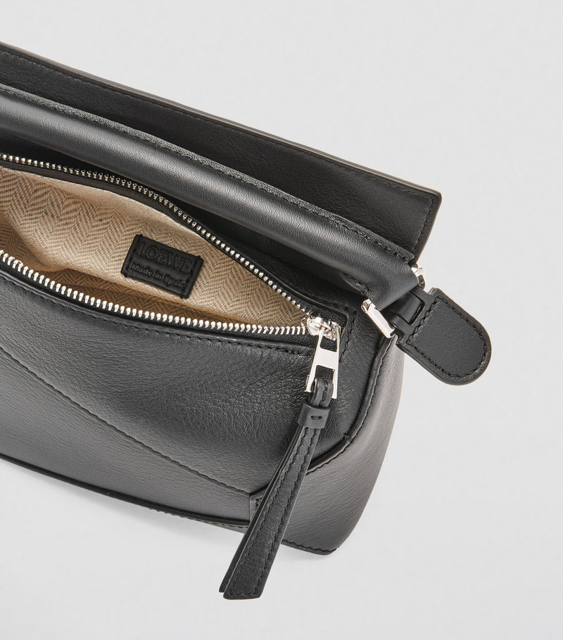 LOEWE mini Puzzle Edge top-handle bag in calfskin, imported from the UK