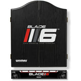 Winmau Blade 6 dartboard cabinet with Oche throw line, imported from UK