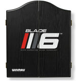 Winmau Blade 6 dartboard cabinet with Oche throw line, imported from UK