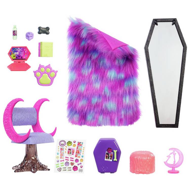 Monster High Clawdeen Wolf bedroom playset for 11 inch dolls (British brand)