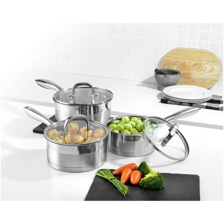 Salter 3 piece stainless steel pan set - British product