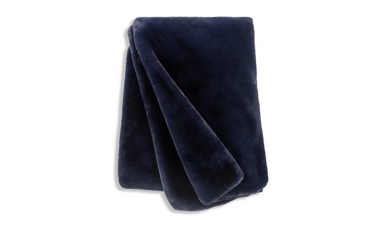 Habitat faux fur throw navy 125x150cm, imported from the UK