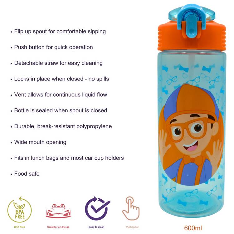 Zak Blippi Blue Sipper water bottle 600ml, imported from the UK