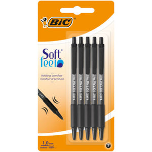 Bic Soft Feel Ball Pens Black x5