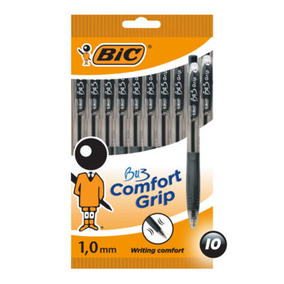 BIC BU3 Grip ballpoint pens black 10-pack - British product
