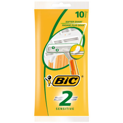 Bic 2 Sensitive Men's Disposable Razors Pack of 10 - British product