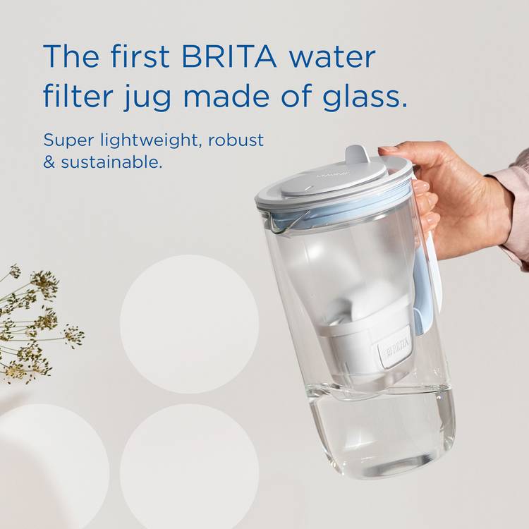 BRITA glass water filter jug light blue 2.5L (British brand)