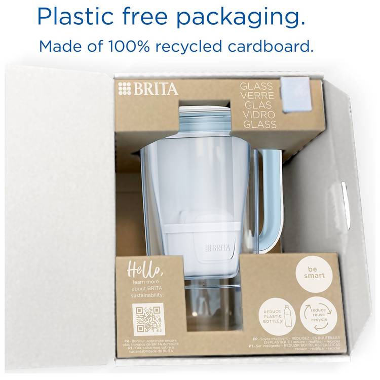 BRITA glass water filter jug light blue 2.5L (British brand)