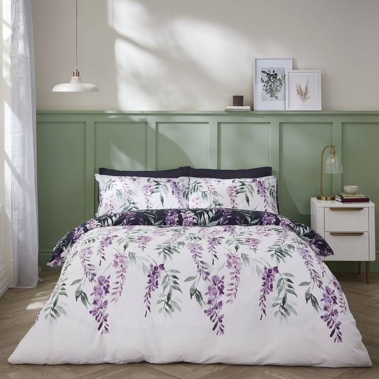 Catherine Lansfield Wisteria Purple single bedding set, imported from the UK