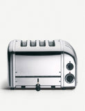 Classic four-slice toaster with stainless steel body, imported from the UK