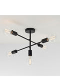 Gallery Home matt black 5-light flush ceiling light, UK version