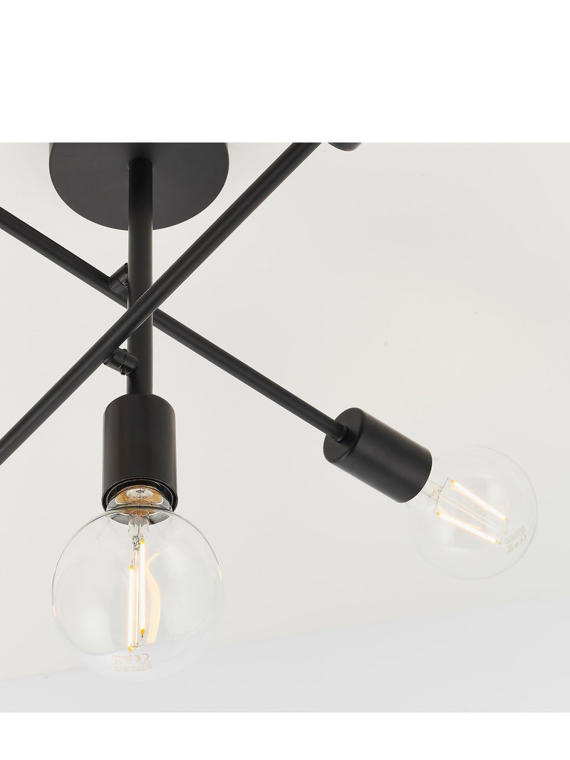 Gallery Home matt black 5-light flush ceiling light, UK version