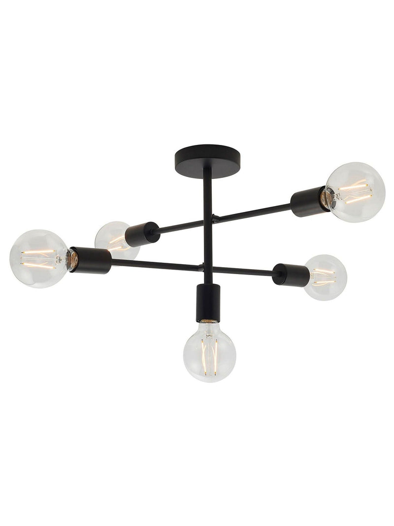 Gallery Home matt black 5-light flush ceiling light, UK version