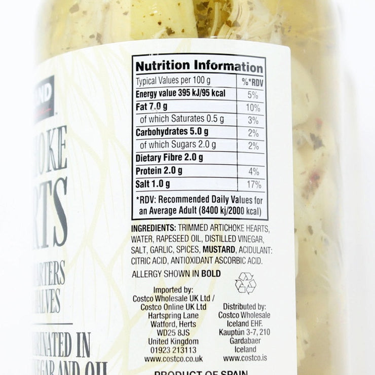 Kirkland Signature Artichoke Hearts Marinated Oil Vinegar 2 x 940g, UK version