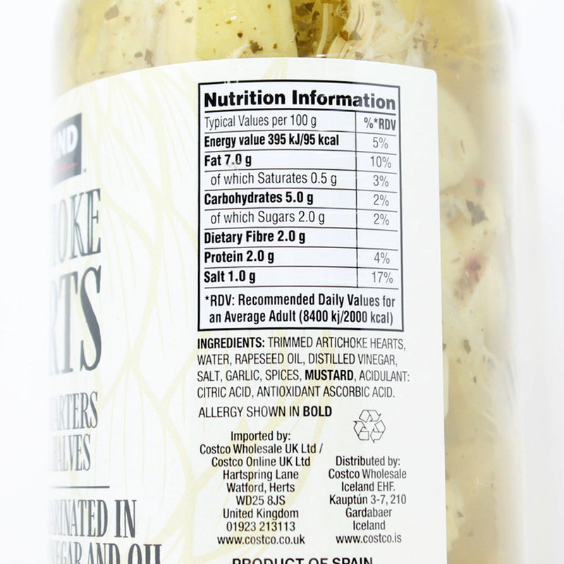 Kirkland Signature Artichoke Hearts Marinated Oil Vinegar 2 x 940g, UK version