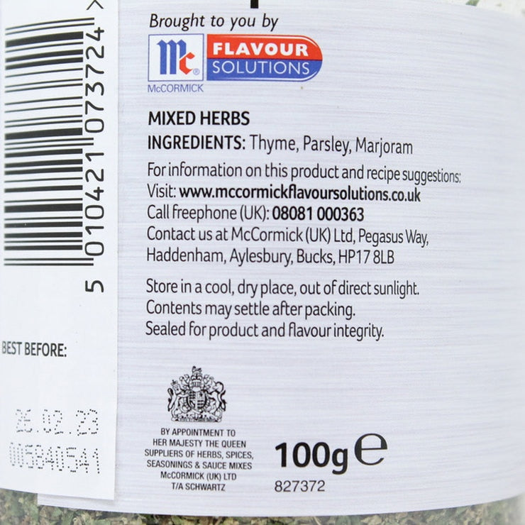 Schwartz mixed herbs Mediterranean blend 100g (British brand)