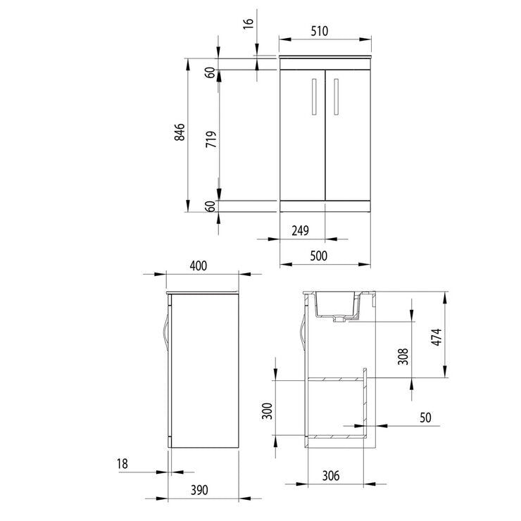 Tavistock Vesta vanity unit 51cm white - British product