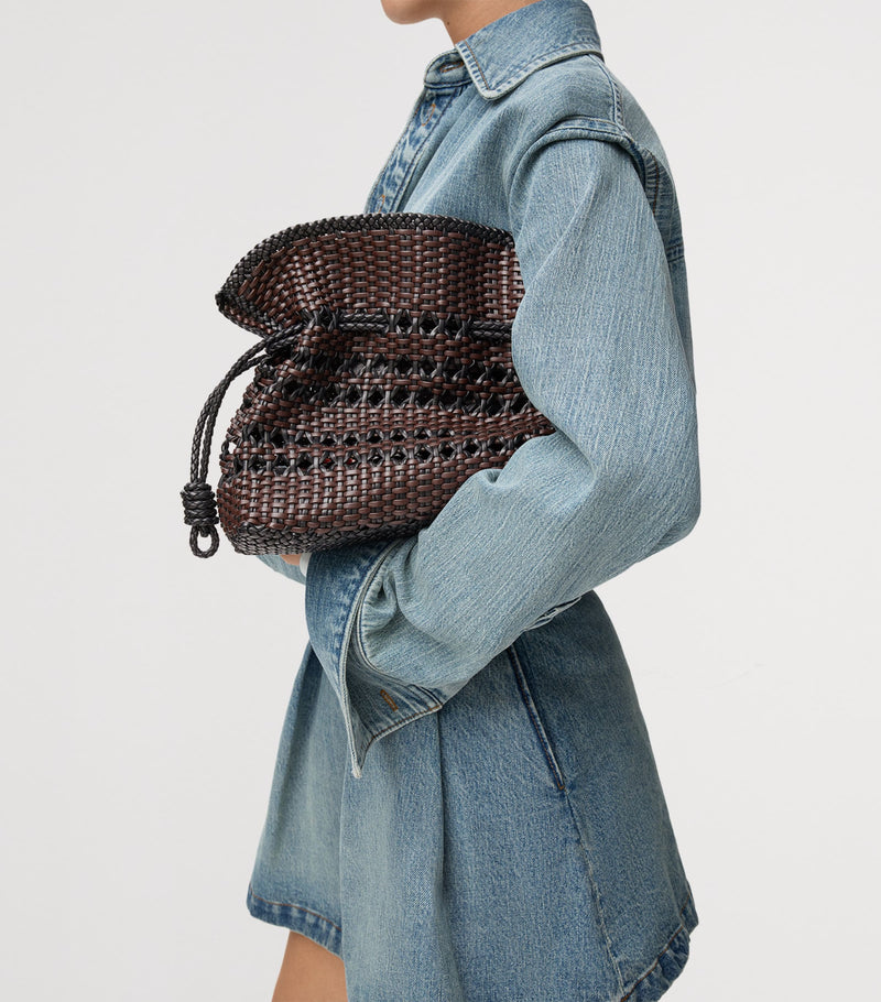 LOEWE Flamenco clutch bag in woven leather (British brand)