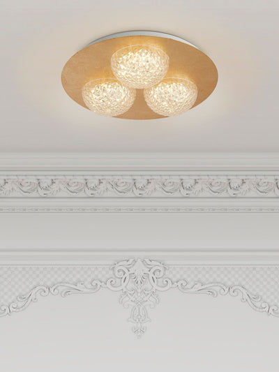 Next Searchlight Gold Lilac Gold LED 3LT Flush Ceiling Light- Buy online at McGrocer