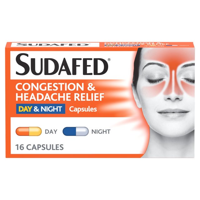 Sudafed Congestion Headache Relief Day & Night Capsules 16 per pack GOODS M&S