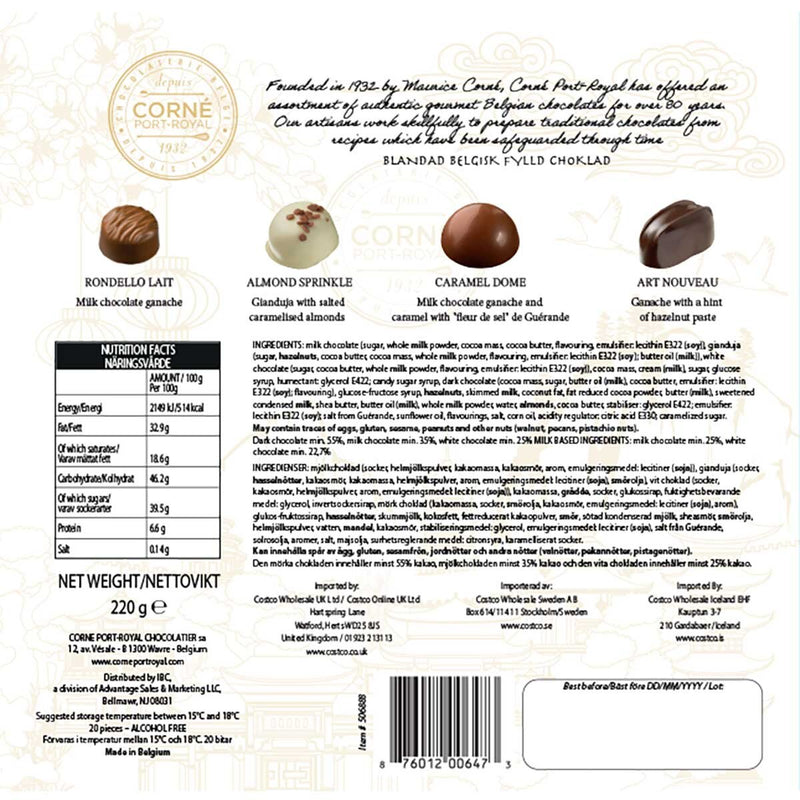 Corne Port-Royal Belgian chocolates 4-variety assorted 220g - British product