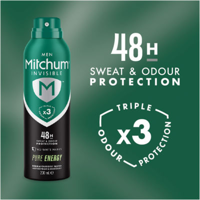 Mitchum Men Pure Energy antiperspirant spray 200ml, imported from the UK