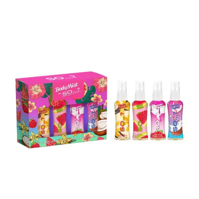 So& Body Mist Gift Set Assorted Fruit & Vanilla Flavors 4 x 50ml