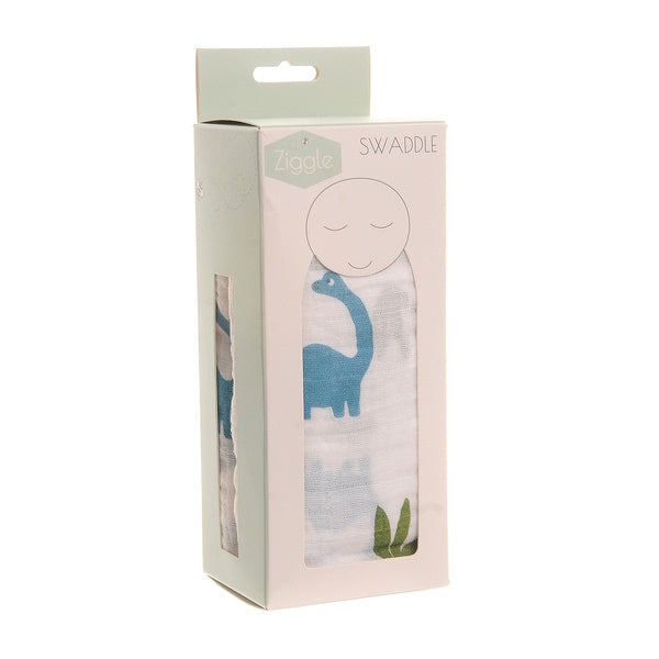 Ziggle Baby Cotton Muslin Swaddle Dinosaur 120x120cm (British brand)