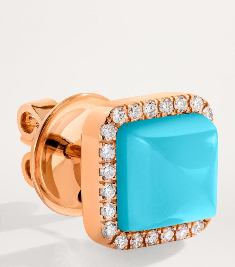 MARLI New York rose gold diamond turquoise stud earrings - British product