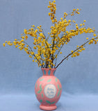 Laetitia Rouget hand-painted ceramic vase with bird and leaf design 28cm, UK version