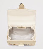 Aspinal Of London mini raffia floral embroidery Mayfair bag, imported from the UK